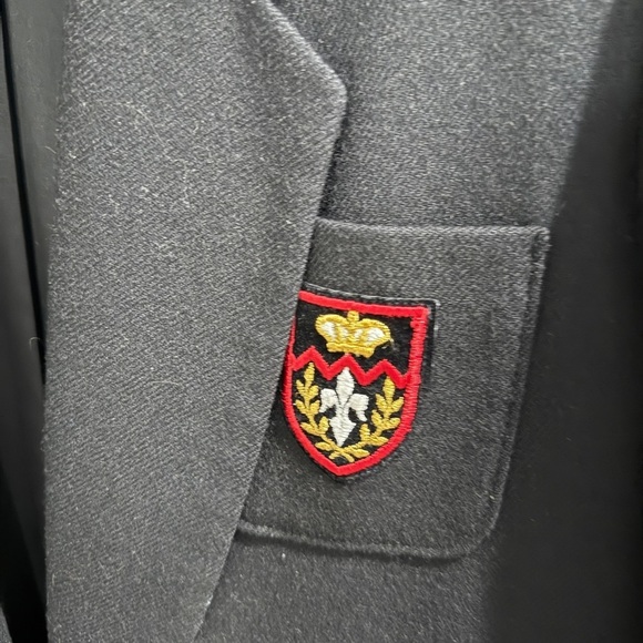 Pendleton Black Suit Pleated Front skirt Crown Crest on Blazer Front Slit - Picture 7 of 12